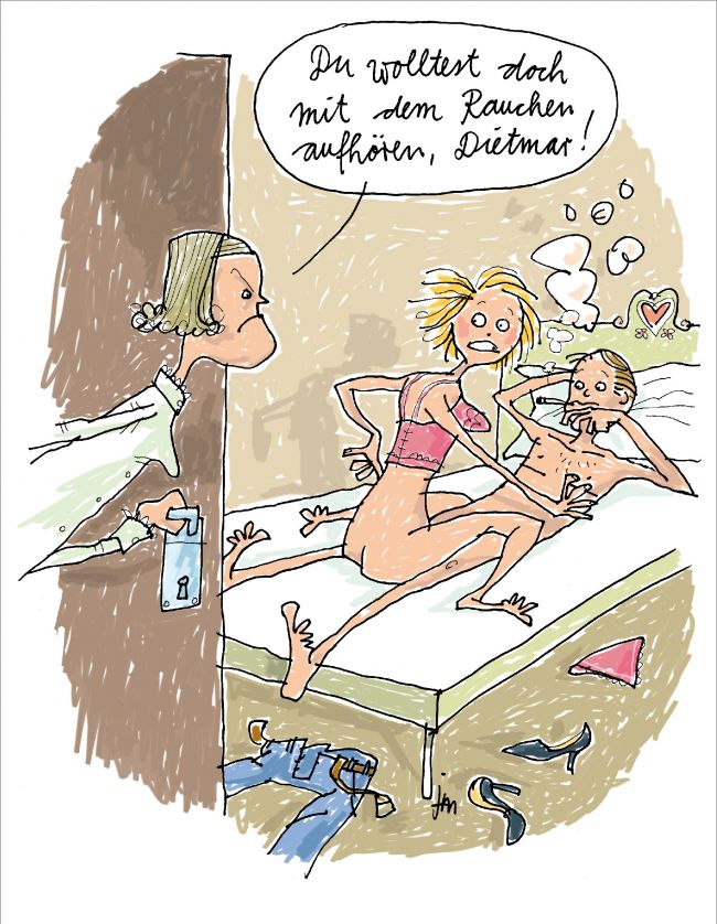 claas_janssen_tommy_mayer_cartoon_rauchen_aufhoeren_bett_ueberraschung_ehefrau.jpg